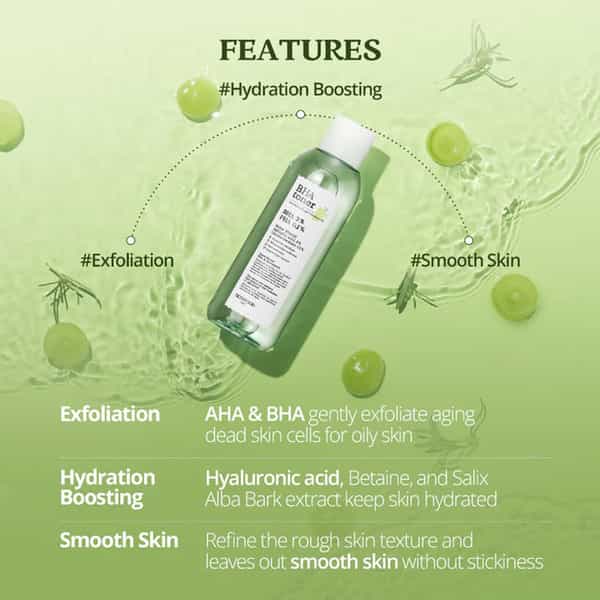 Skinfood Shine Muscat Bha Toner - Gentle Cleansing Men & Women - 200 Ml