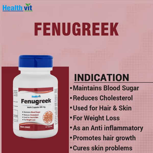 Healthvit Ultra Pure Fenugreek Powder 500Mg - 60 Capsules