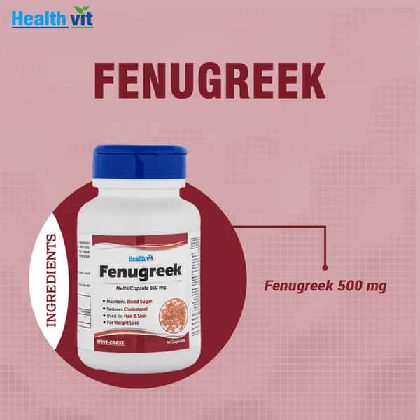 Healthvit Ultra Pure Fenugreek Powder 500Mg - 60 Capsules