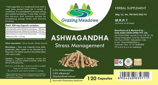 Grazing Meadows Ashwagandha - 120 Capsules (Pack Of 4)