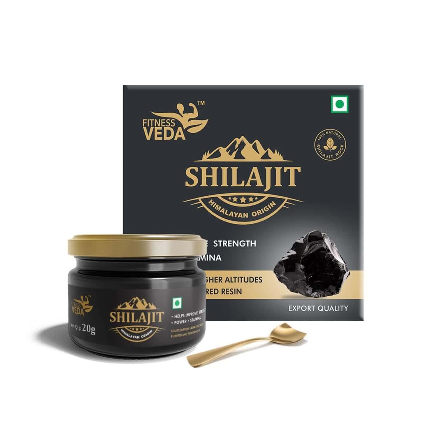 Fitness Veda Himalayan Pure Shilajit Resin For Strength & Endurance | For Unisex - Pack Of 1