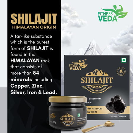 Fitness Veda Himalayan Pure Shilajit Resin For Strength & Endurance | For Unisex - Pack Of 1