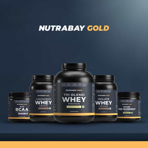 Nutrabay Gold Tri Blend Whey Protein Powder - 25G Protein | 5.5G Bcaa - 1Kg | Kesar Badam Pista