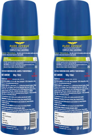 Park Avenue Original Tranquil Deodorant Perfume For Men Fresh Long Lasting Fragranc 150Ml Pack Of 2