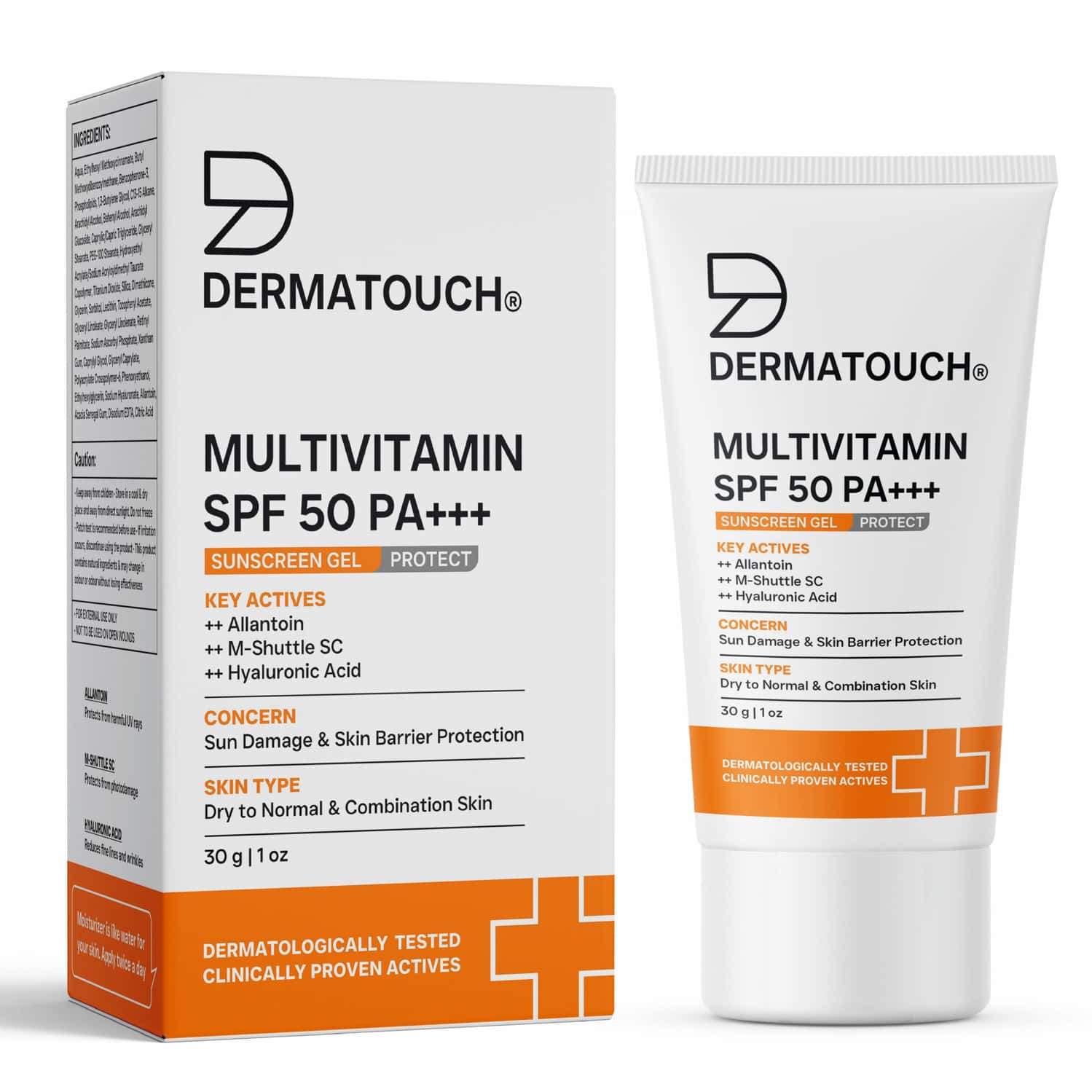 Dermatouch Multivitamin Spf 50 Pa+++ Sunscreen Gel | Uva-uvb Protection |zero White Cast | 30 G