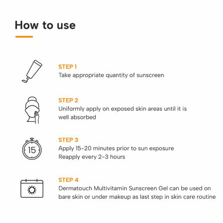 Dermatouch Multivitamin Spf 50 Pa+++ Sunscreen Gel | Uva-Uvb Protection |Zero White Cast | 30 G