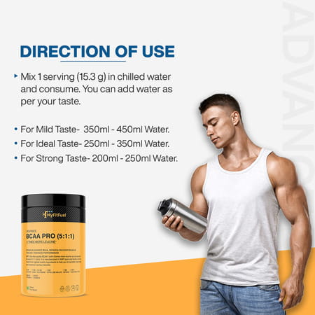 Myfitfuel Advance Bcaa Pro (5:1:1) | (5 Times Leucine | Glutamine +6 More) (200g | Unflavored)