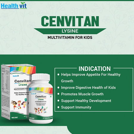 Healthvit Cenvitan Lysine Multivitamin For Kids - 60 Tablets (Chewable)