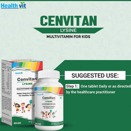 Healthvit Cenvitan Lysine Multivitamin For Kids - 60 Tablets (Chewable)
