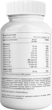 Healthvit Cenvitan Lysine Multivitamin For Kids - 60 Tablets (Chewable)