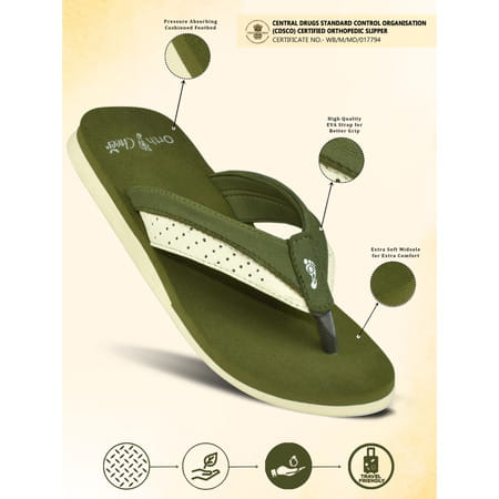 Ortho Cheer Men'S Orthopedic & Diabetic Friendly Casual Slippers | Olive Green | Size 6 -1 Pair