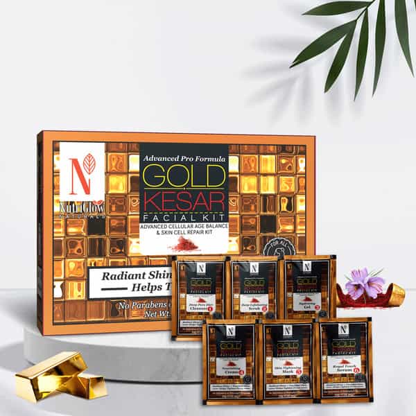 Nutriglow Natural's Advance Pro Formula Papaya Facial Kit & Gold Kesar Facial Kit 60Gm