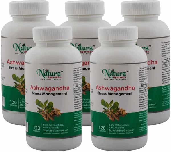 Buy NATURZ AYURVEDA ASHWAGANDHA 350MG 120 CAPSULES (PACK OF 5) NATURAL