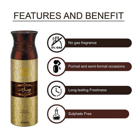 Ajmal 50Ml Wisal Dhahab Edp And 200Ml Wisal Dhabab Perfume Deodorant For Men