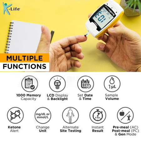 K-Life Glucolab Fully Automatic Blood Glucose Check Sugar Testing Machine With 25 Strips
