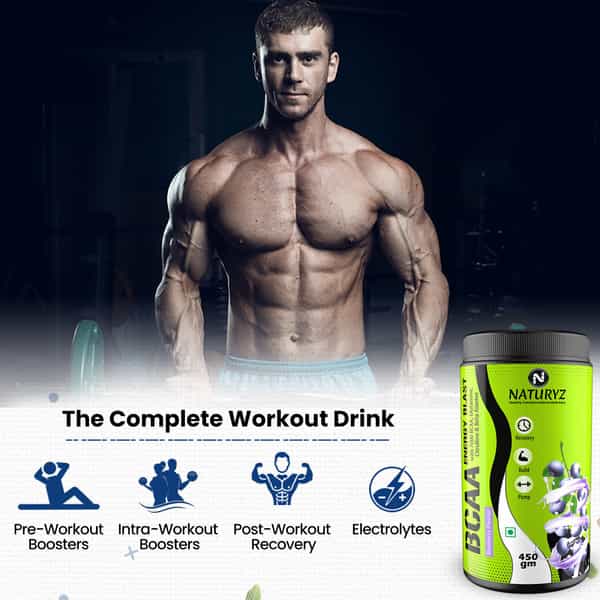 Naturyz Bcaa Supplement With 7000 Bcaa, Glutamine, Citrulline, Beta Alanine (Blueberry)(450 Grams)