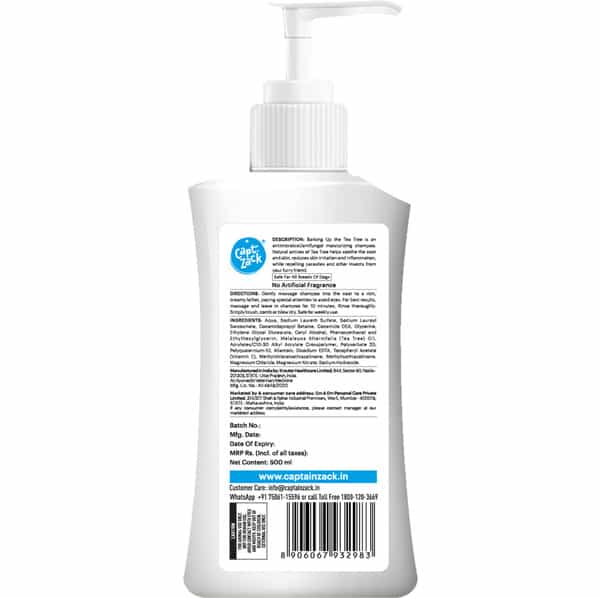 Captain Zack Barking Up The Tea Tree Anti-Fungal Anti-Bacterial & Anti-Dandruff Dog Shampoo 500Ml