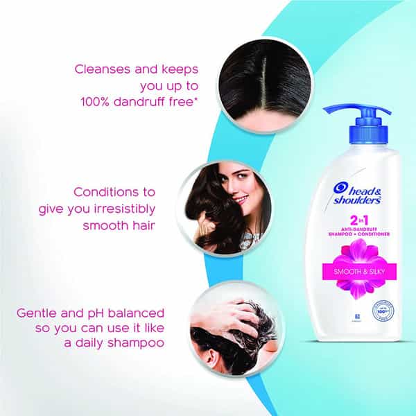 Head & Shoulders 2In1 Antidandruff Shampoo And Conditioner Smooth And Silky Shampoo 650 Ml