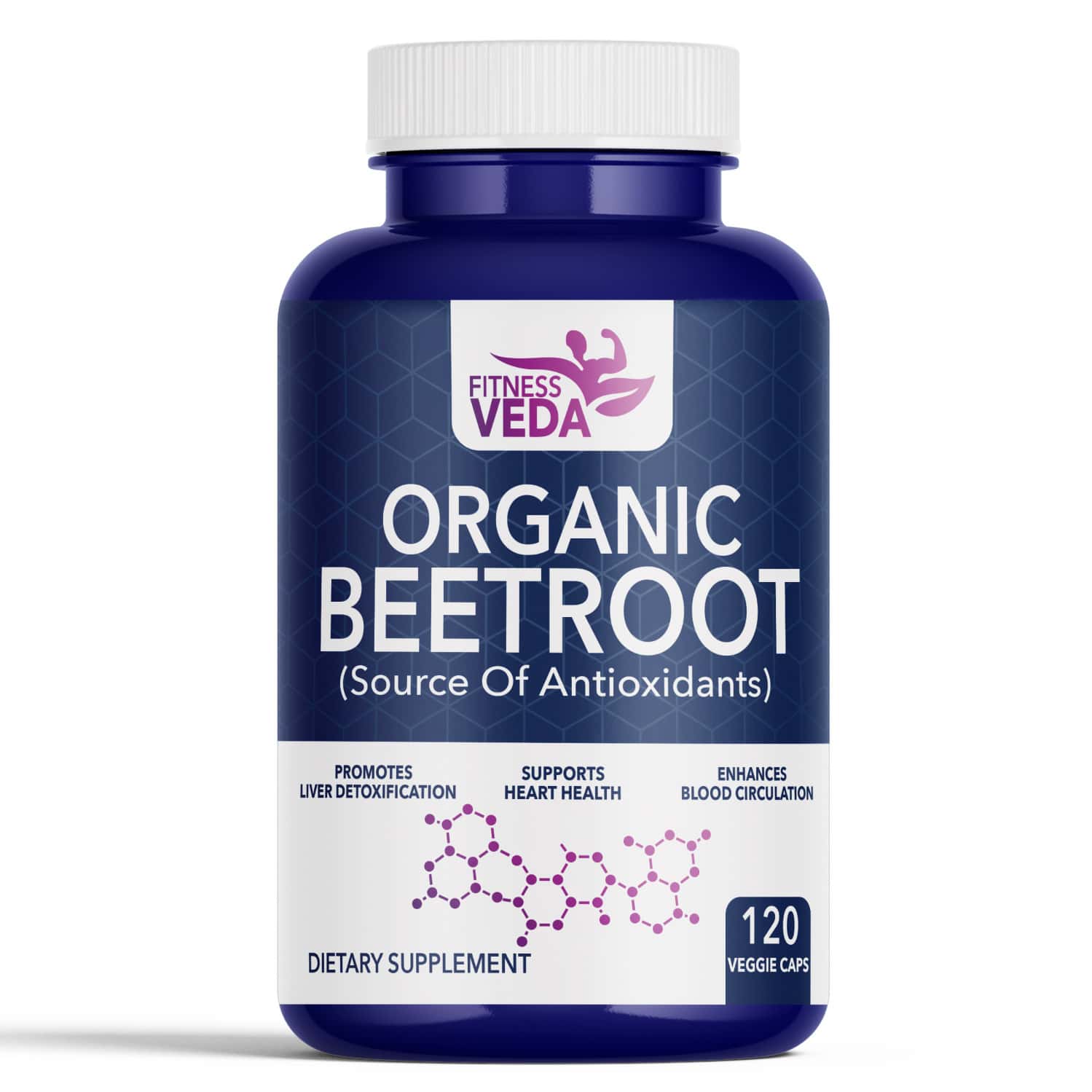 Fitness Veda Organic Beetroot Capsules - 120 Veg Capsules - Plant-based Beetroot Powder