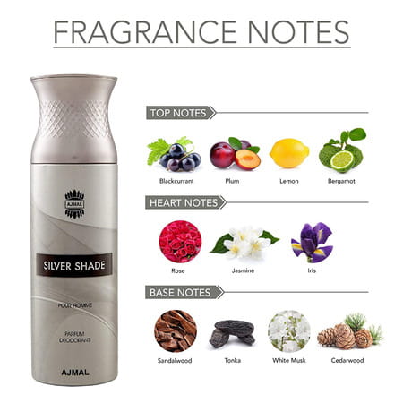 Ajmal 2 Silver Shade For Men And 2 Nightingale For Men & Women Deodorants Each 200ml Combo Pack Of 4