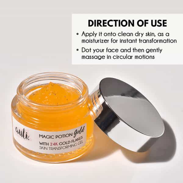 Auli Magic Potion Gold Niacinamide 24K Gold Aloevera Non-Sticky Acne Removing Skin Glowing Gel -60Gm