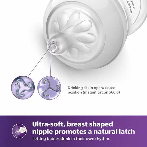 Philips Avent Natural Plastic Baby Feeding Bottle | Ideal For 1 Months+ | Scy903/01