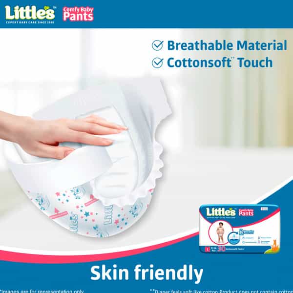 Little's Comfy Baby Pants Diapers With Wetness Indicator And 12 Hours Absorption - Large 30 Pants