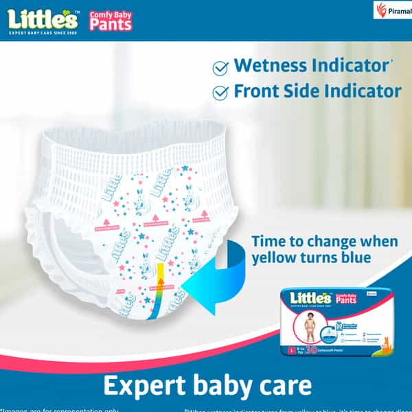 Little's Comfy Baby Pants Diapers With Wetness Indicator And 12 Hours Absorption - Large 30 Pants