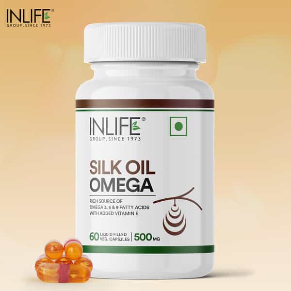 Inlife Silk Oil Veg Omega 3 6 9 Capsules | Daily Health Supplement|500Mg|Unisex - 60 Veg Capsules