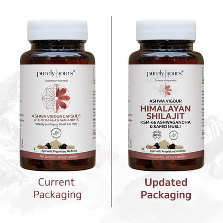 Purely Yours Ashwa Vigour Capsules For Men | Helps In Stamina & Enhancing Performance - 60 Capsules