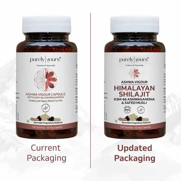 Purely Yours Ashwa Vigour Capsules For Men | Helps In Stamina & Enhancing Performance - 60 Capsules