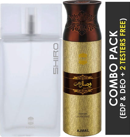 Ajmal Shiro Eau De Parfum 90ml Perfume For Men And Wisal Dhahab Deodorant 200ml For Men