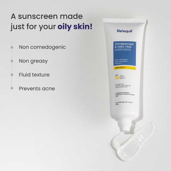 Re'equil Oxybenzone Free Sunscreen Spf 50 For Oily | Acne Prone Skin 50Gm