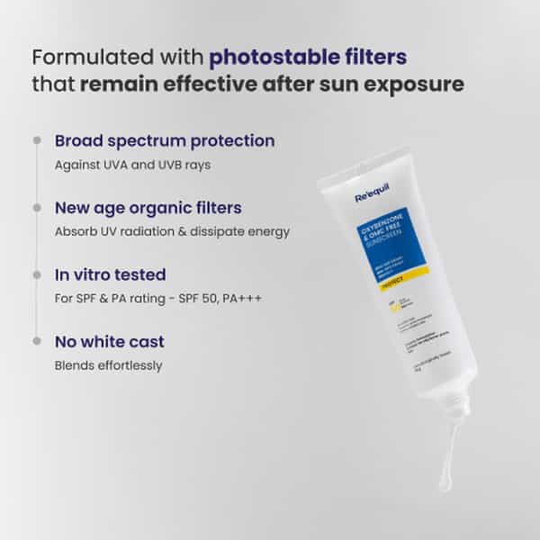 Re'equil Oxybenzone Free Sunscreen Spf 50 For Oily | Acne Prone Skin 50Gm