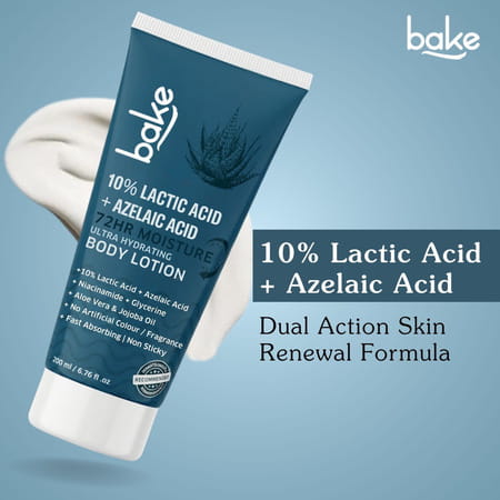 Bake 10% Lactic + Azelaic Body Lotion For Exfoliation & Brightening (200ml)