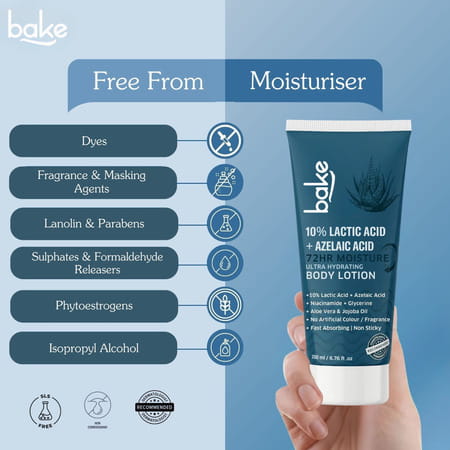 Bake 10% Lactic + Azelaic Body Lotion For Exfoliation & Brightening (200ml)