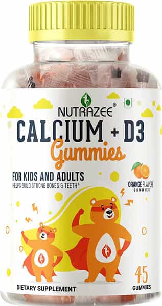 Nutrazee Calcium + Vitamin D3 Gummies For Kids & Adults 45 Gummy Bears