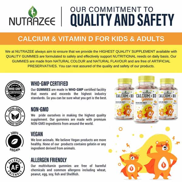Nutrazee Calcium + Vitamin D3 Gummies For Kids & Adults 45 Gummy Bears