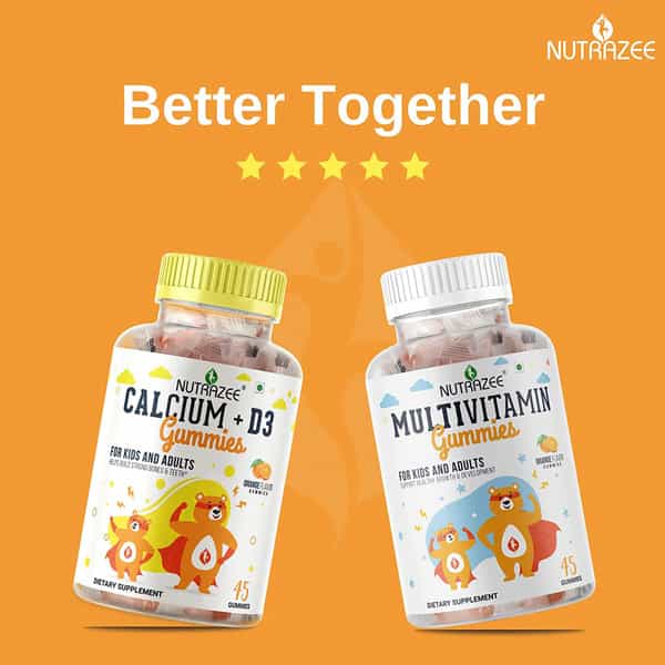 Nutrazee Calcium + Vitamin D3 Gummies For Kids & Adults 45 Gummy Bears