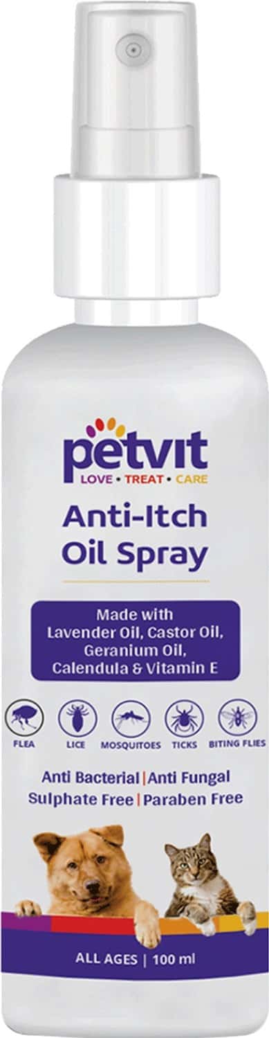 Petvit Anti-Itch Oil Spray Itching And Redness Paraben Free-Ph-Balance For All Breed Dog & Cat-100ml