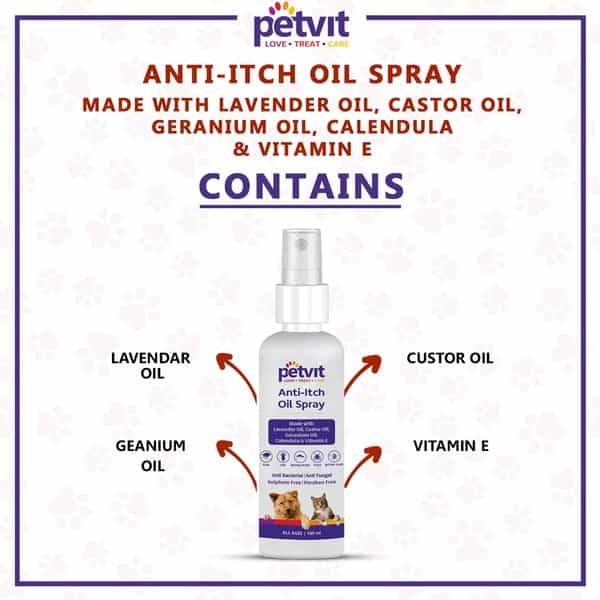 Petvit Anti-Itch Oil Spray Itching And Redness Paraben Free-Ph-Balance For All Breed Dog & Cat-100Ml