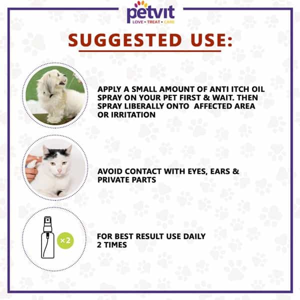 Petvit Anti-Itch Oil Spray Itching And Redness Paraben Free-Ph-Balance For All Breed Dog & Cat-100Ml