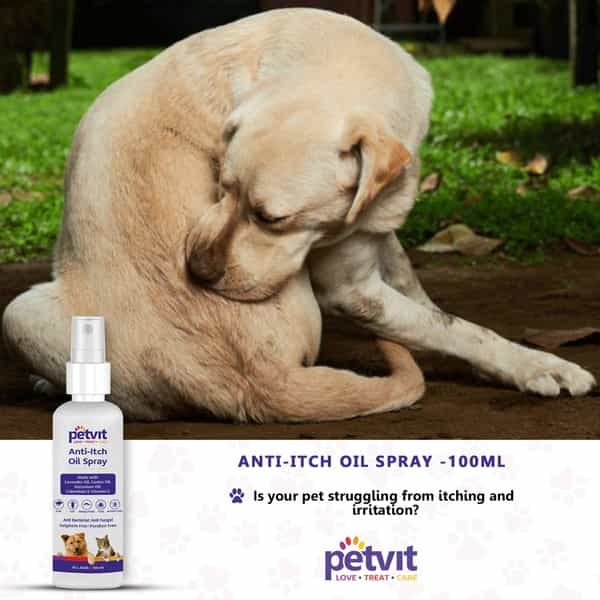Petvit Anti-Itch Oil Spray Itching And Redness Paraben Free-Ph-Balance For All Breed Dog & Cat-100Ml