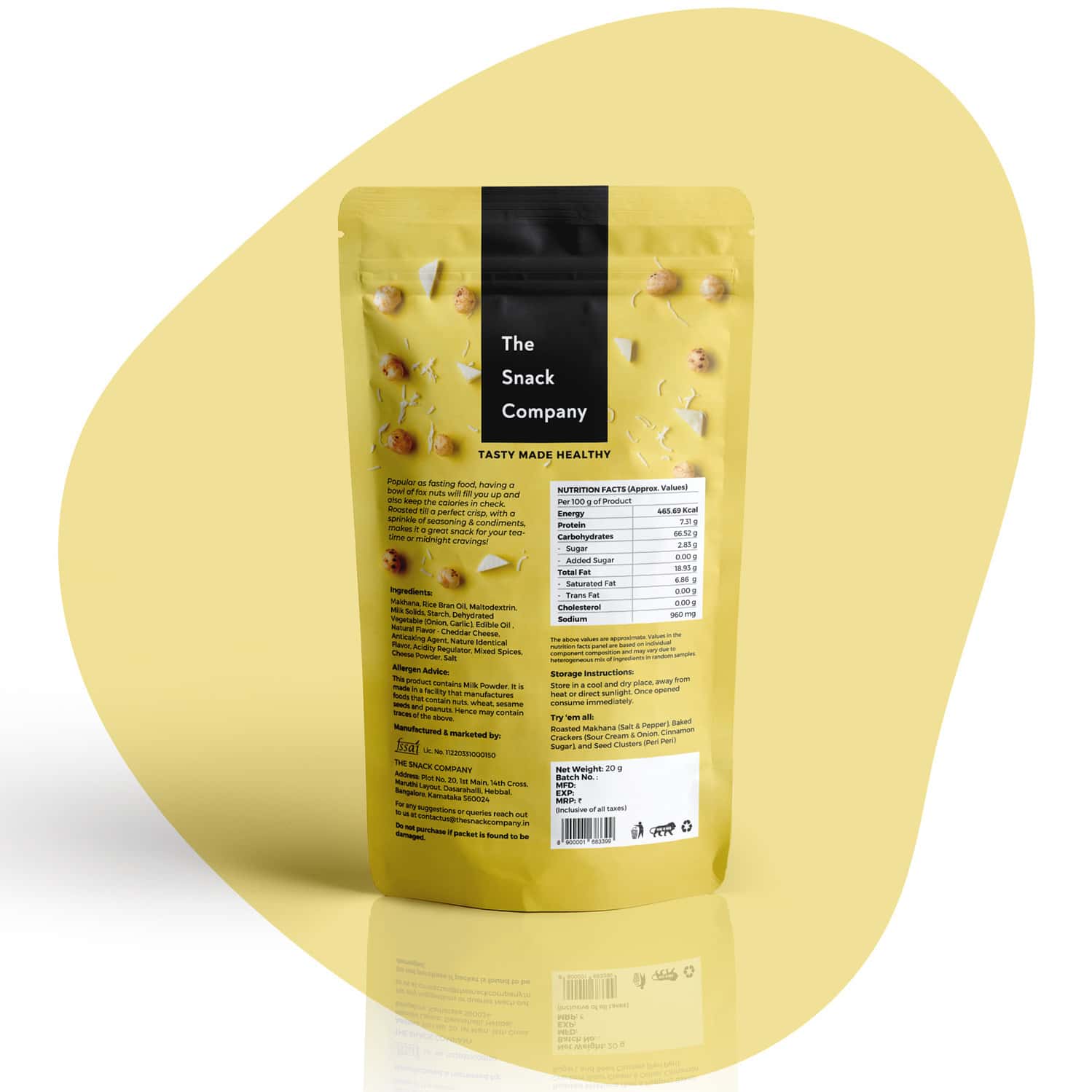 The Snack Company Snacks Combo: Cheddar Cheese Makhana 20g & Peri Peri Seed Cluster 100g
