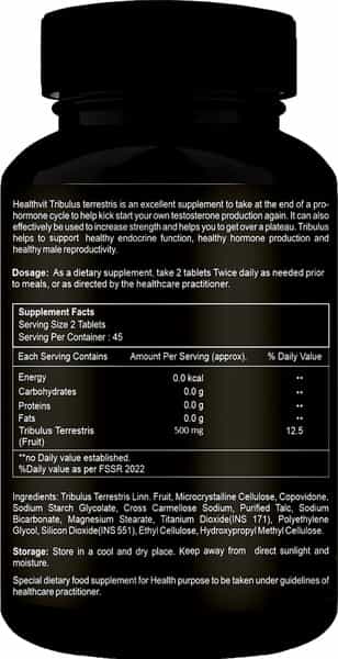 Healthvit Fitness Tribulus Terrestris 1000Mg Maximum Strength 40% Saponins - 90 Tablets