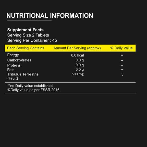 Healthvit Fitness Tribulus Terrestris 1000Mg Maximum Strength 40% Saponins - 90 Tablets