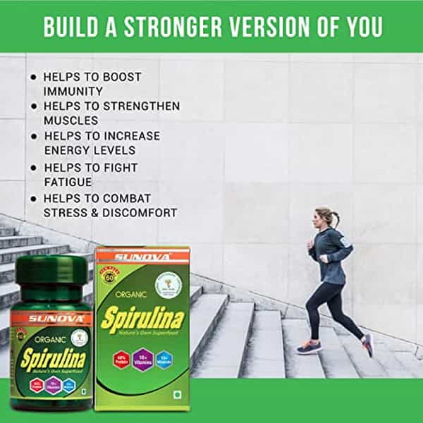 Sunova Organic Spirulina Capsules Nature's Supplement Spirulina 60 Capsules (Pack Of 2)