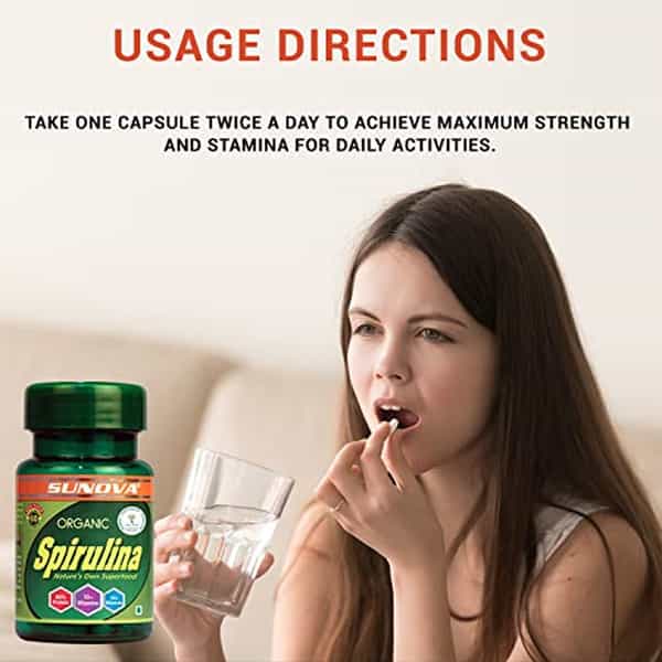 Sunova Organic Spirulina Capsules Nature's Supplement Spirulina 60 Capsules (Pack Of 2)