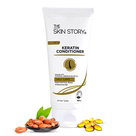 The Skin Story Sulphate Free Anti Frizz Keratin Conditioner Instant Gloss | Vit E Olive Oil 100g