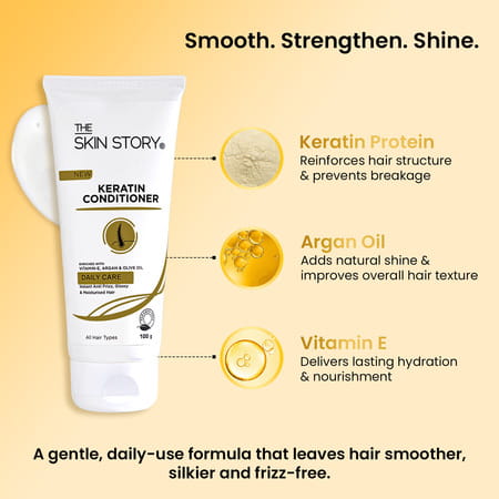 The Skin Story Sulphate Free Anti Frizz Keratin Conditioner Instant Gloss | Vit E Olive Oil 100g